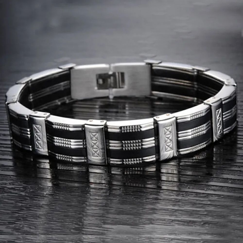Black & Stainless Casual Bracelet